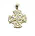 Sterling Silver Pave Stone Jerusalem Cross Pendant
